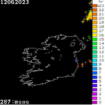 Lightning Report for Ireland on Monday 12 June 2023