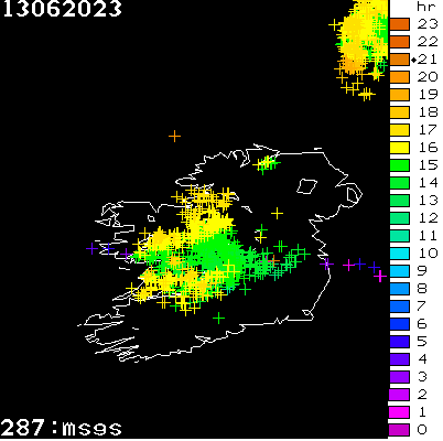 Lightning Report for Ireland on Tuesday 13 June 2023