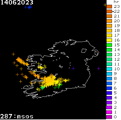 Lightning Report for Ireland on Wednesday 14 June 2023