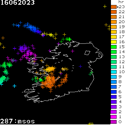 Lightning Report for Ireland on Friday 16 June 2023