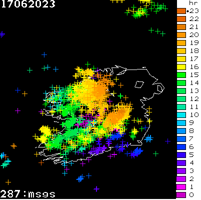 Lightning Report for Ireland on Saturday 17 June 2023