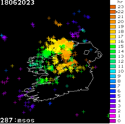 Lightning Report for Ireland on Sunday 18 June 2023