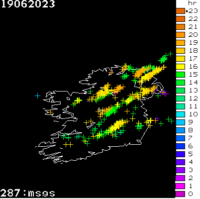 Lightning Report for Ireland on Monday 19 June 2023