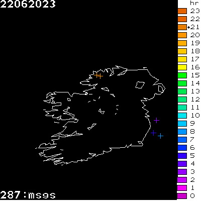 Lightning Report for Ireland on Thursday 22 June 2023