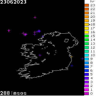 Lightning Report for Ireland on Friday 23 June 2023