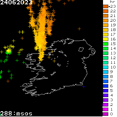 Lightning Report for Ireland on Saturday 24 June 2023