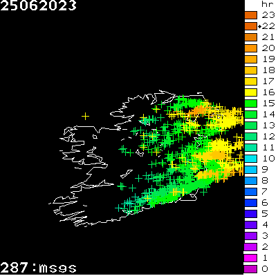 Lightning Report for Ireland on Sunday 25 June 2023