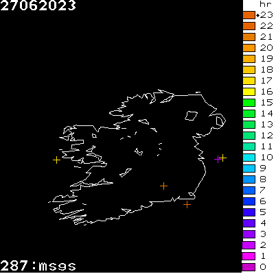 Lightning Report for Ireland on Tuesday 27 June 2023