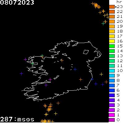 Lightning Report for Ireland on Saturday 08 July 2023