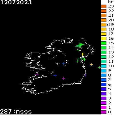 Lightning Report for Ireland on Wednesday 12 July 2023