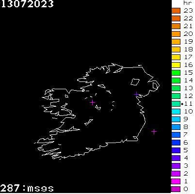 Lightning Report for Ireland on Thursday 13 July 2023