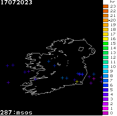 Lightning Report for Ireland on Monday 17 July 2023