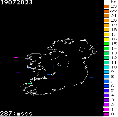 Lightning Report for Ireland on Wednesday 19 July 2023