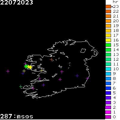 Lightning Report for Ireland on Saturday 22 July 2023