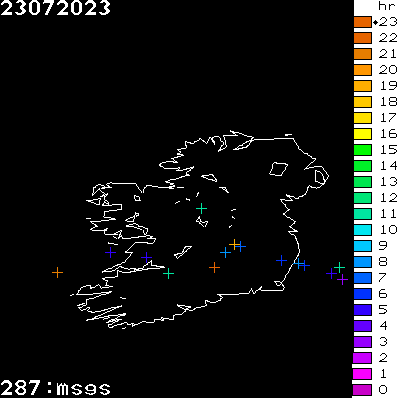 Lightning Report for Ireland on Sunday 23 July 2023