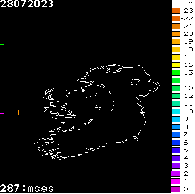 Lightning Report for Ireland on Friday 28 July 2023