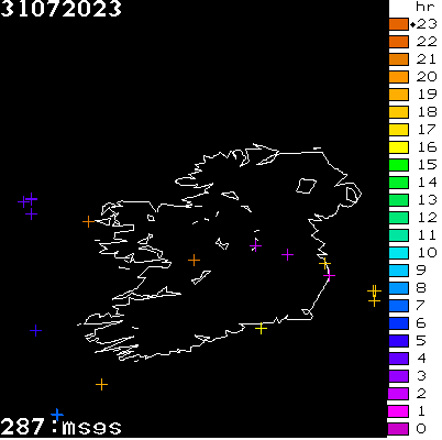 Lightning Report for Ireland on Monday 31 July 2023