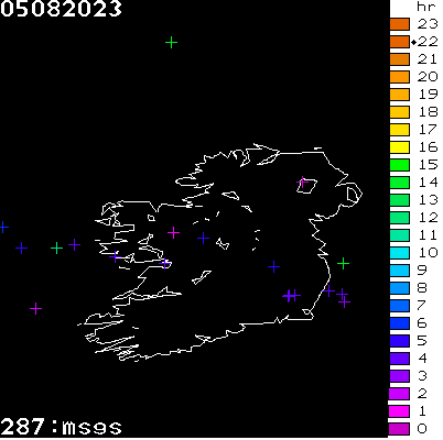 Lightning Report for Ireland on Saturday 05 August 2023