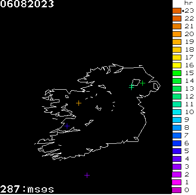 Lightning Report for Ireland on Sunday 06 August 2023