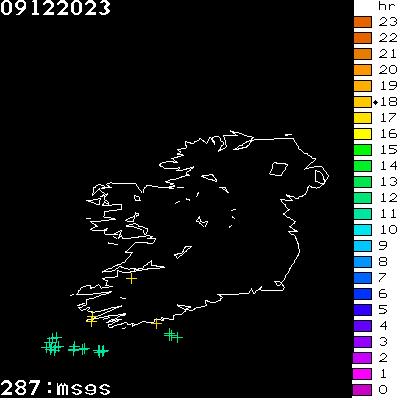 Lightning Report for Ireland on Saturday 09 December 2023