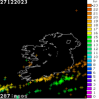 Lightning Report for Ireland on Wednesday 27 December 2023