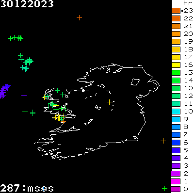 Lightning Report for Ireland on Saturday 30 December 2023