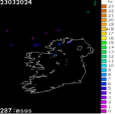 Lightning Report for Ireland on Saturday 23 March 2024