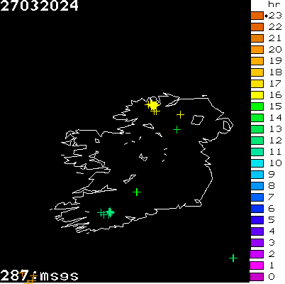 Lightning Report for Ireland on Wednesday 27 March 2024
