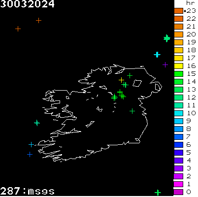Lightning Report for Ireland on Saturday 30 March 2024