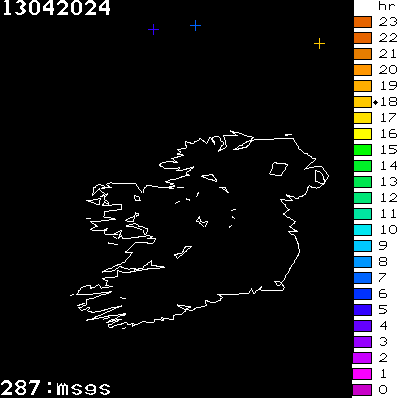 Lightning Report for Ireland on Saturday 13 April 2024