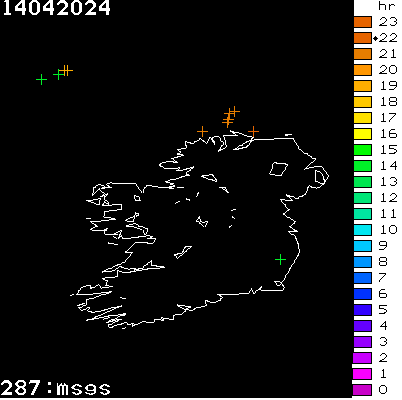 Lightning Report for Ireland on Sunday 14 April 2024