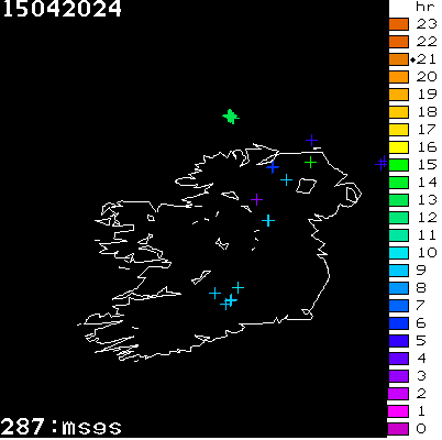 Lightning Report for Ireland on Monday 15 April 2024