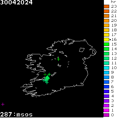 Lightning Report for Ireland on Tuesday 30 April 2024