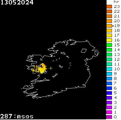 Lightning Report for Ireland on Monday 13 May 2024