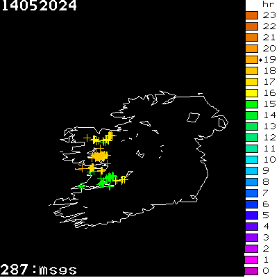 Lightning Report for Ireland on Tuesday 14 May 2024