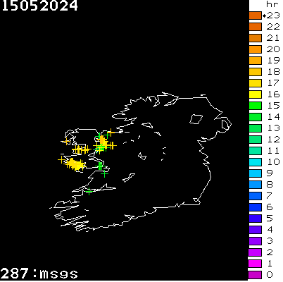 Lightning Report for Ireland on Wednesday 15 May 2024