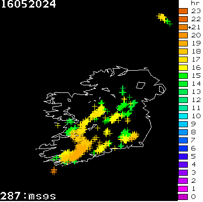 Lightning Report for Ireland on Thursday 16 May 2024