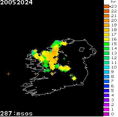 Lightning Report for Ireland on Monday 20 May 2024