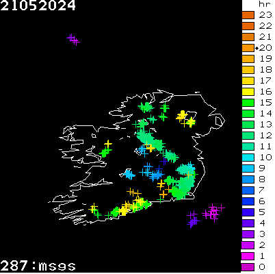 Lightning Report for Ireland on Tuesday 21 May 2024