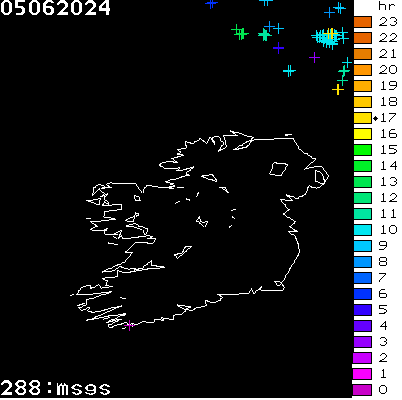 Lightning Report for Ireland on Wednesday 05 June 2024