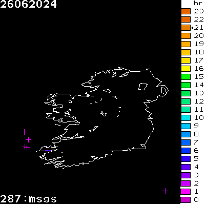 Lightning Report for Ireland on Wednesday 26 June 2024