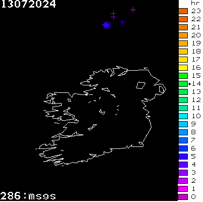 Lightning Report for Ireland on Saturday 13 July 2024