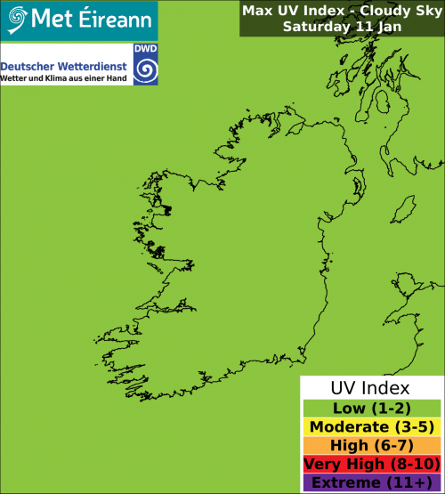 Max UV Index - Cloudy Sky - Saturday, 11 Jan 2025