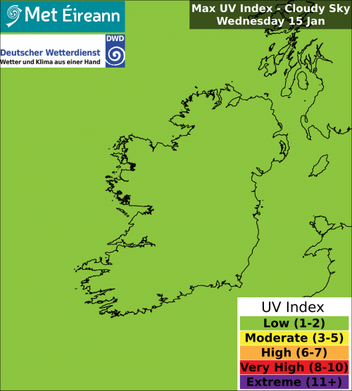 Max UV Index - Cloudy Sky - Wednesday, 15 Jan 2025